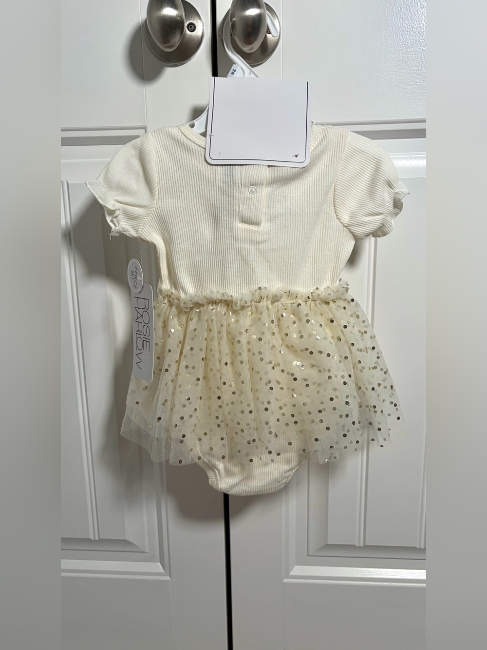 Cream 'One' Tulle Baby Dress with Teddy - Picture 4 of 7